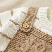 Macacão Bebê de Tricô com Blusa Listrada Unissex