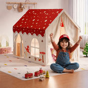 Casinha de Brincar Infantil Temática Cogumelo com Cortina Dupla