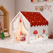 Casinha de Brincar Infantil Temática Cogumelo com Cortina Dupla