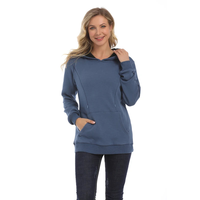 Hoodie de Maternidade de Lã Amamentação, Camisola Grávida, Roupas Quentes, Zíper, Abertura De Alimentação, Tamanho Grande, S a XXXL, Novo, Inverno