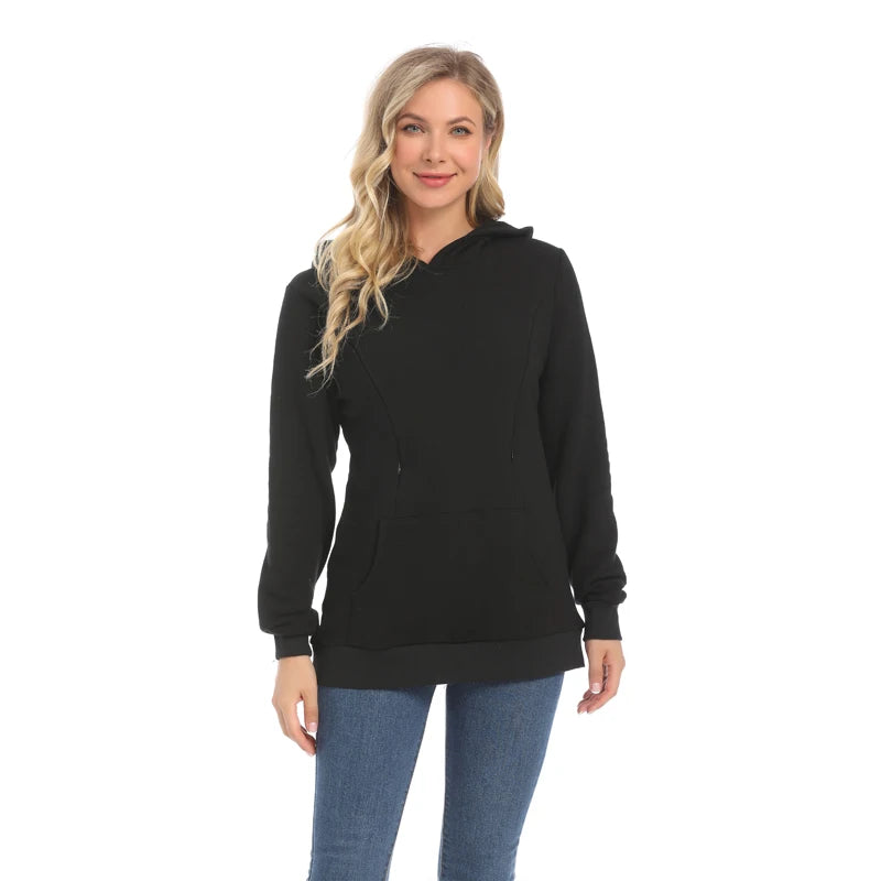 Hoodie de Maternidade de Lã Amamentação, Camisola Grávida, Roupas Quentes, Zíper, Abertura De Alimentação, Tamanho Grande, S a XXXL, Novo, Inverno