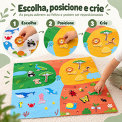 Painel Educativo Infantil de Feltro 4 Temas Fazenda, Zoo, Oceano e Insetos