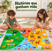 Painel Educativo Infantil de Feltro 4 Temas Fazenda, Zoo, Oceano e Insetos