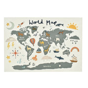 Mapa do Mundo Infantil em Lona para Decoração de Quarto
