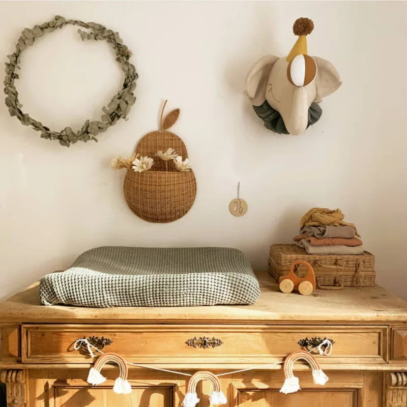 Cabeça de Elefante de Pelúcia para Decoração Infantil