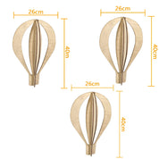 Decoração Infantil Balão de Ar Quente 3D em Madeira - Conjunto 3 Peças