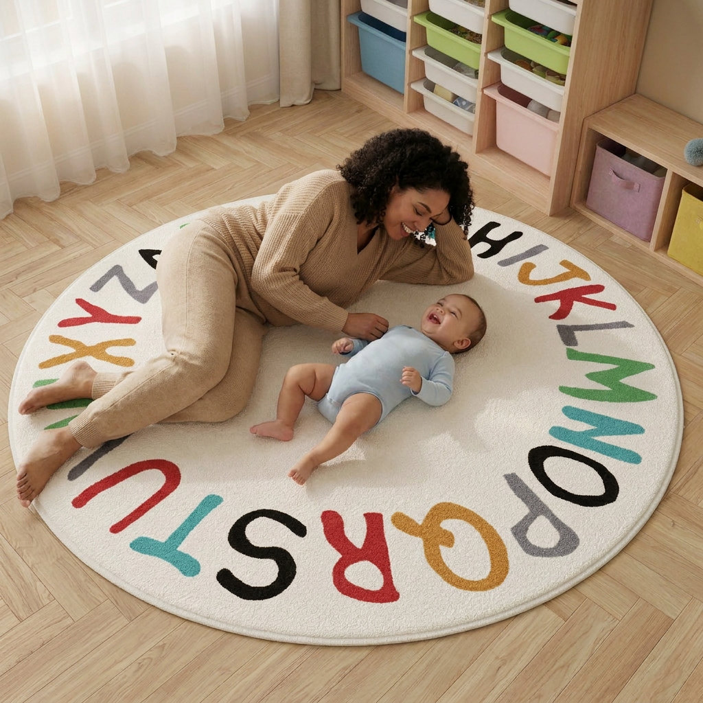 Tapete Infantil Redondo Alfabeto Colorido Montessori - Kabannas
