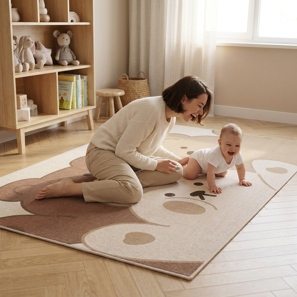 Tapete Infantil Retangular Antiderrapante Ursinhos