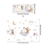 Adesivo de Parede Infantil Balão de Ar Quente com Animais Adesivos de Parede 04 Kabannas Animais e lua 