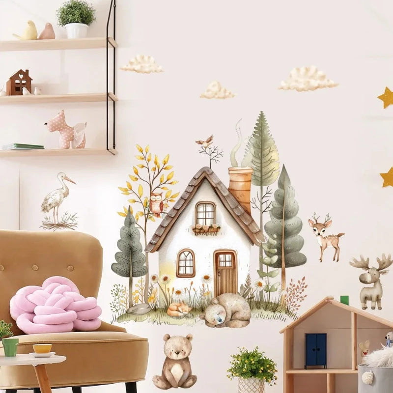 Adesivos de Parede Aquarela com Animais para Quartos Infantis Adesivos de Parede 05 Kabannas 