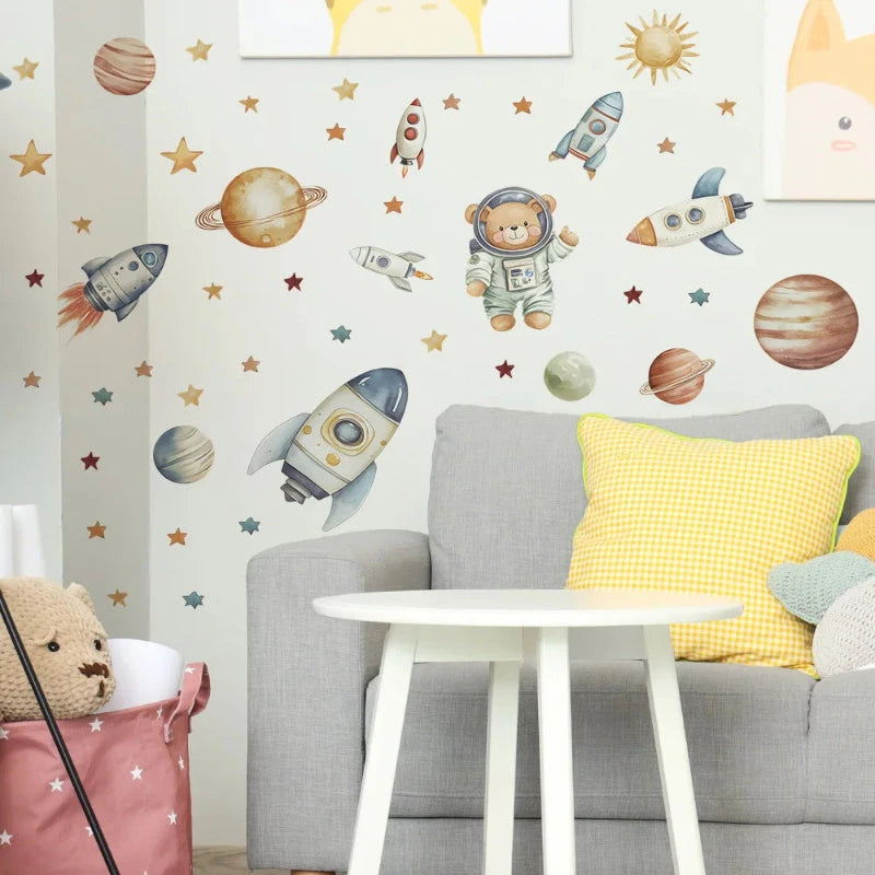 Adesivos de Parede Astronauta Urso para Quarto Infantil Adesivos de Parede 04 Kabannas 