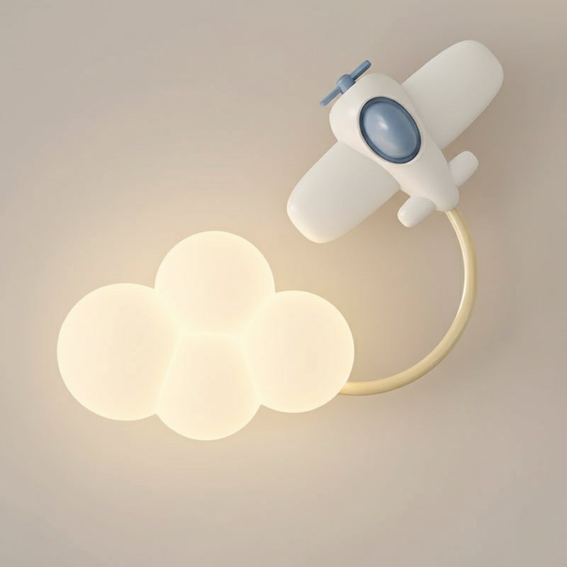 Arandela de Parede Infantil Céu e Nuvem Arandela de Parede 06 Kabannas Avião 