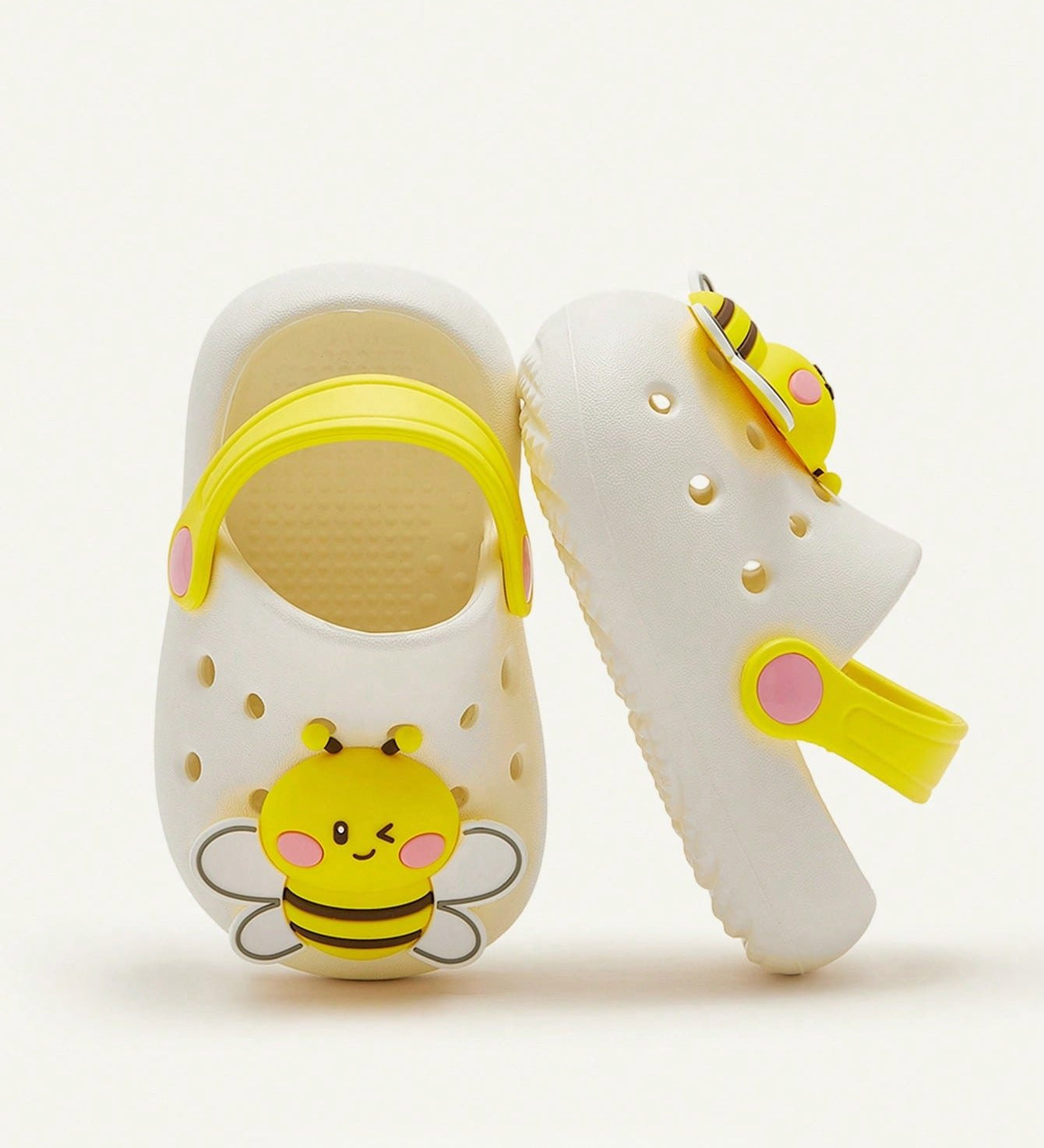 Babuche Infantil EVA Estampa Abelha 004 Babuche Infantil 01 Kabannas Branco e amarelo 15-16 