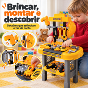 Bancada infantil com engrenagens para montar e descobrir