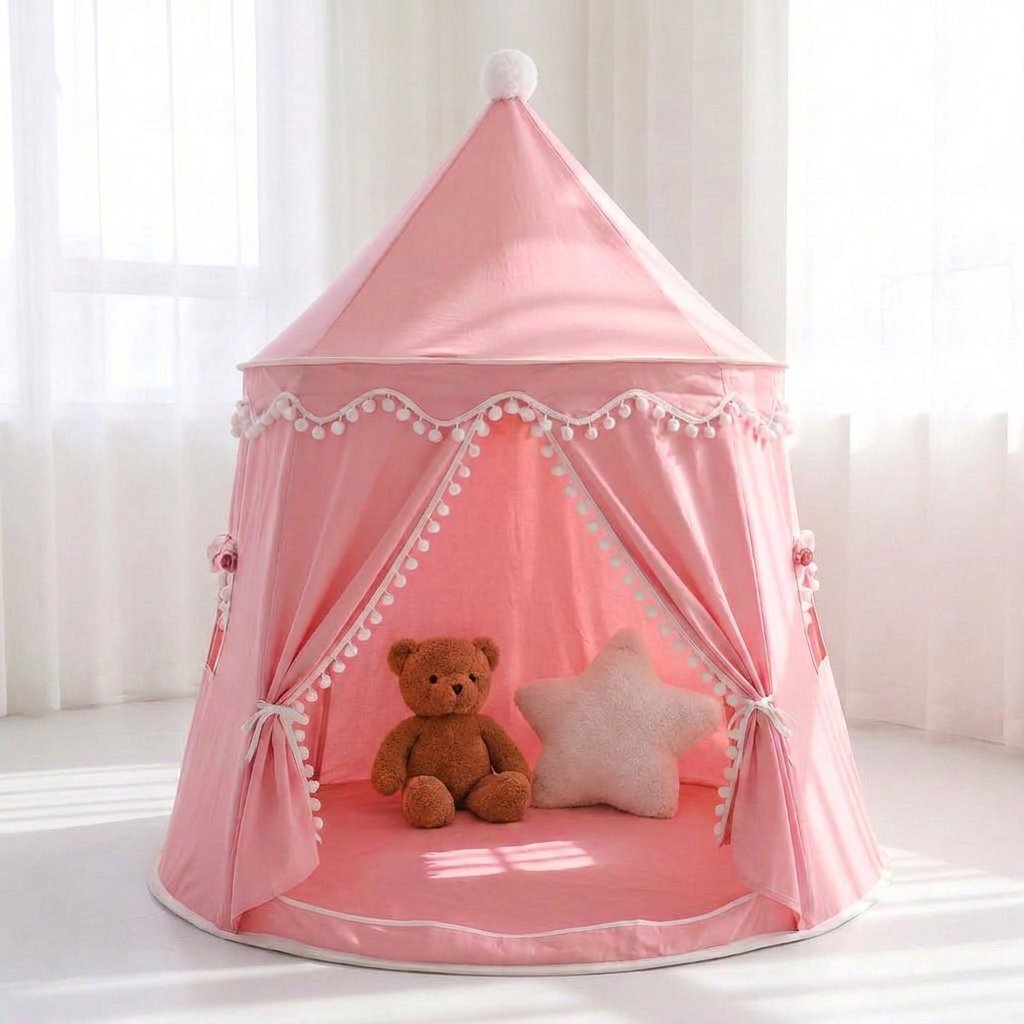 Barraca infantil Castelo Dobrável para Brincar Cabana Infantil 01 Kabannas Rosa 