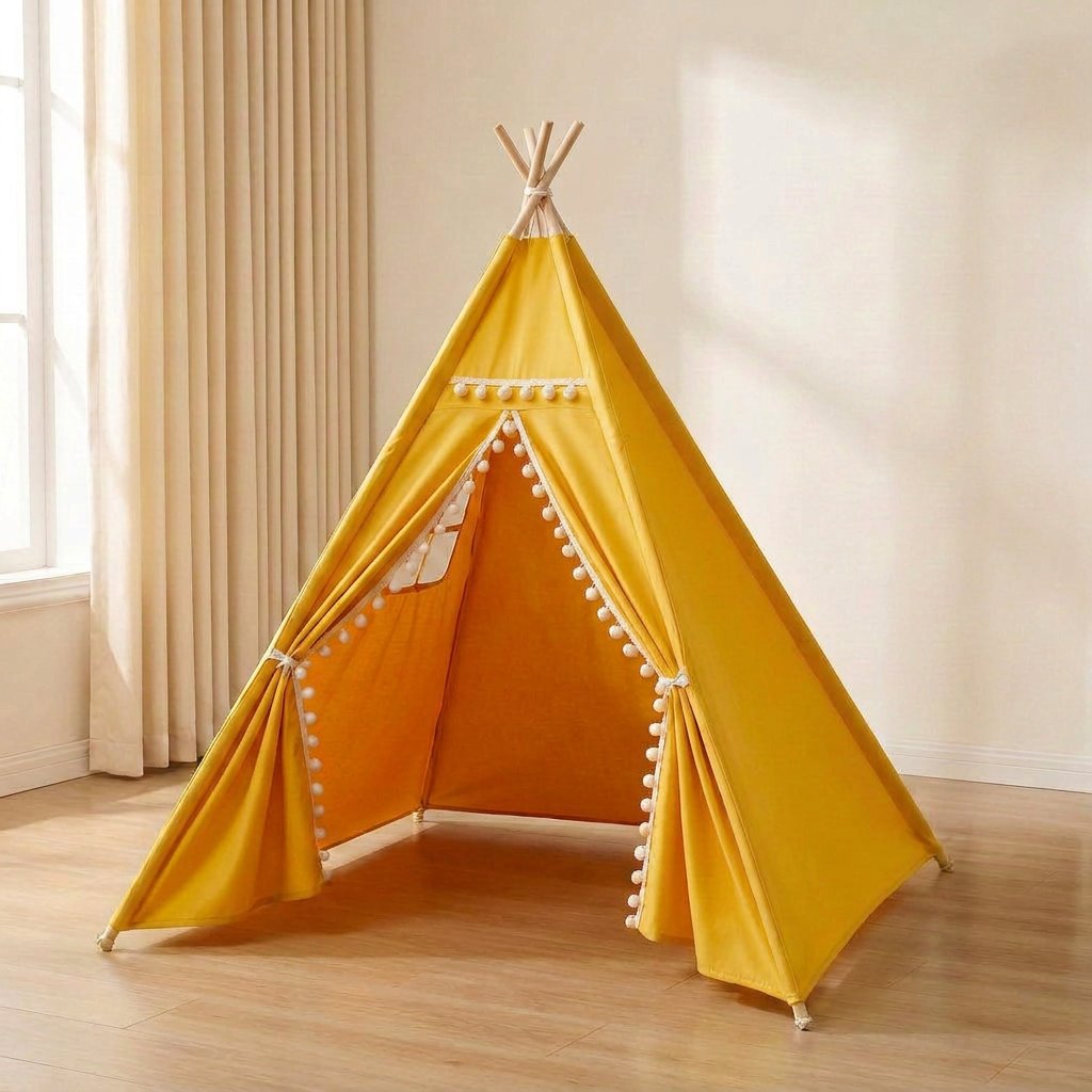 Barraca Infantil Tipi Dobrável para Brincar Cabana Infantil 04 Kabannas Amarelo 