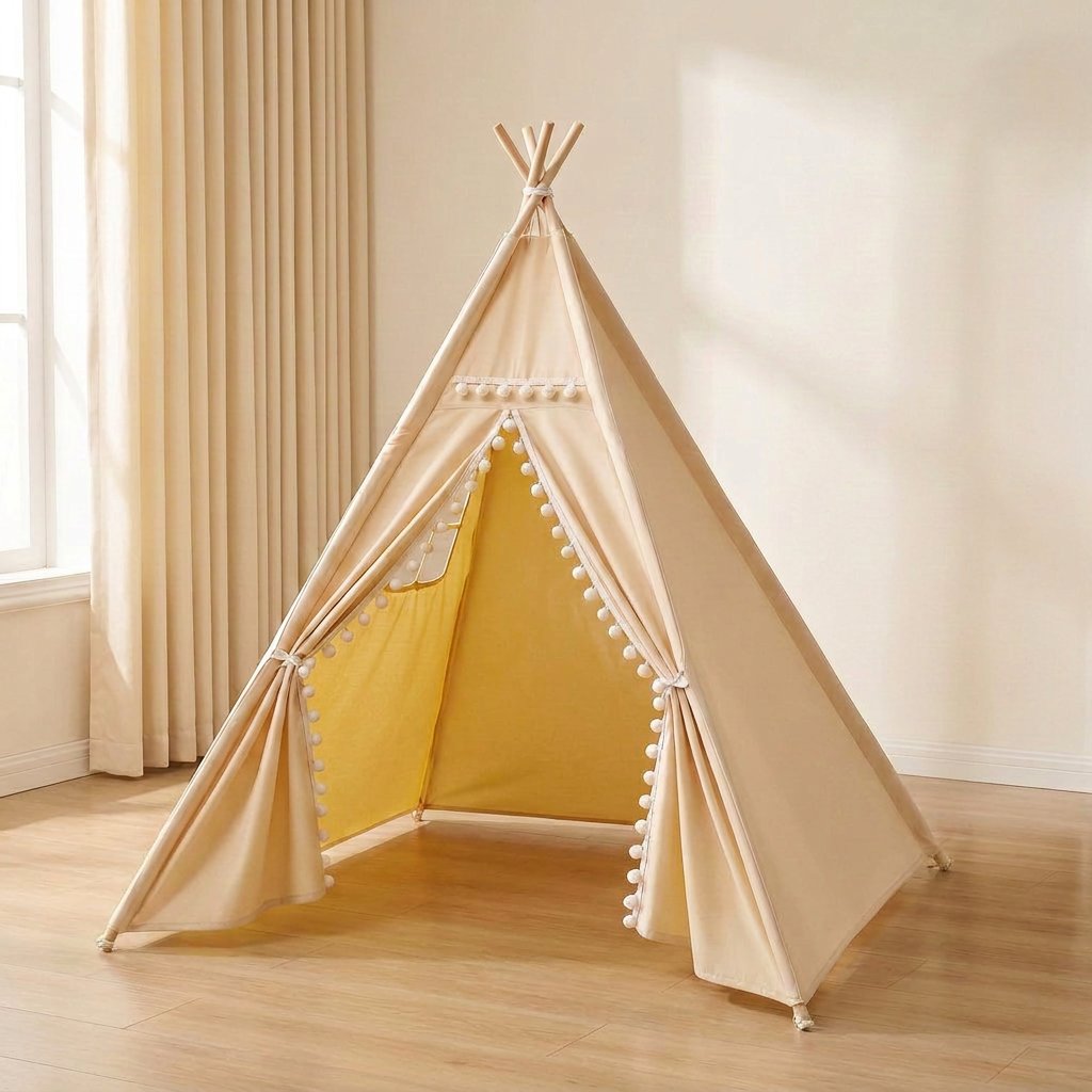 Barraca Infantil Tipi Dobrável para Brincar Cabana Infantil 04 Kabannas Bege 