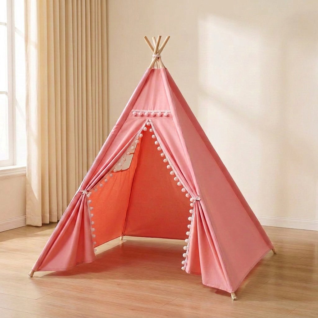 Barraca Infantil Tipi Dobrável para Brincar Cabana Infantil 04 Kabannas Rosa 