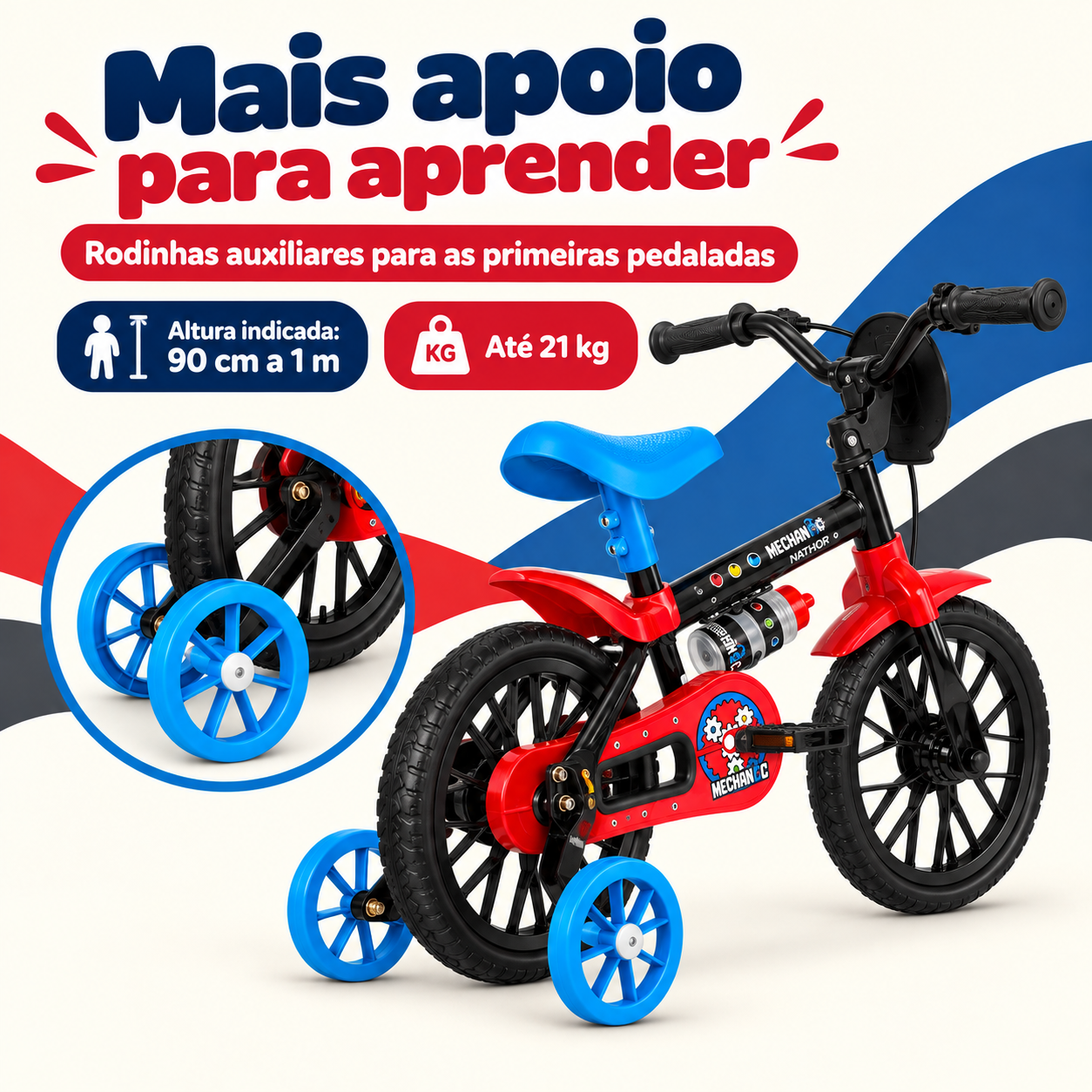 Rodinhas auxiliares da bicicleta Nathor Mechanic