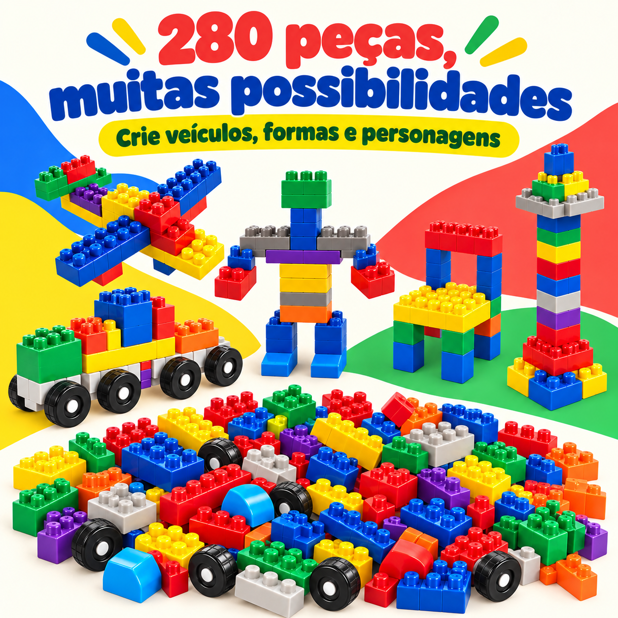 Exemplos de construções com blocos coloridos