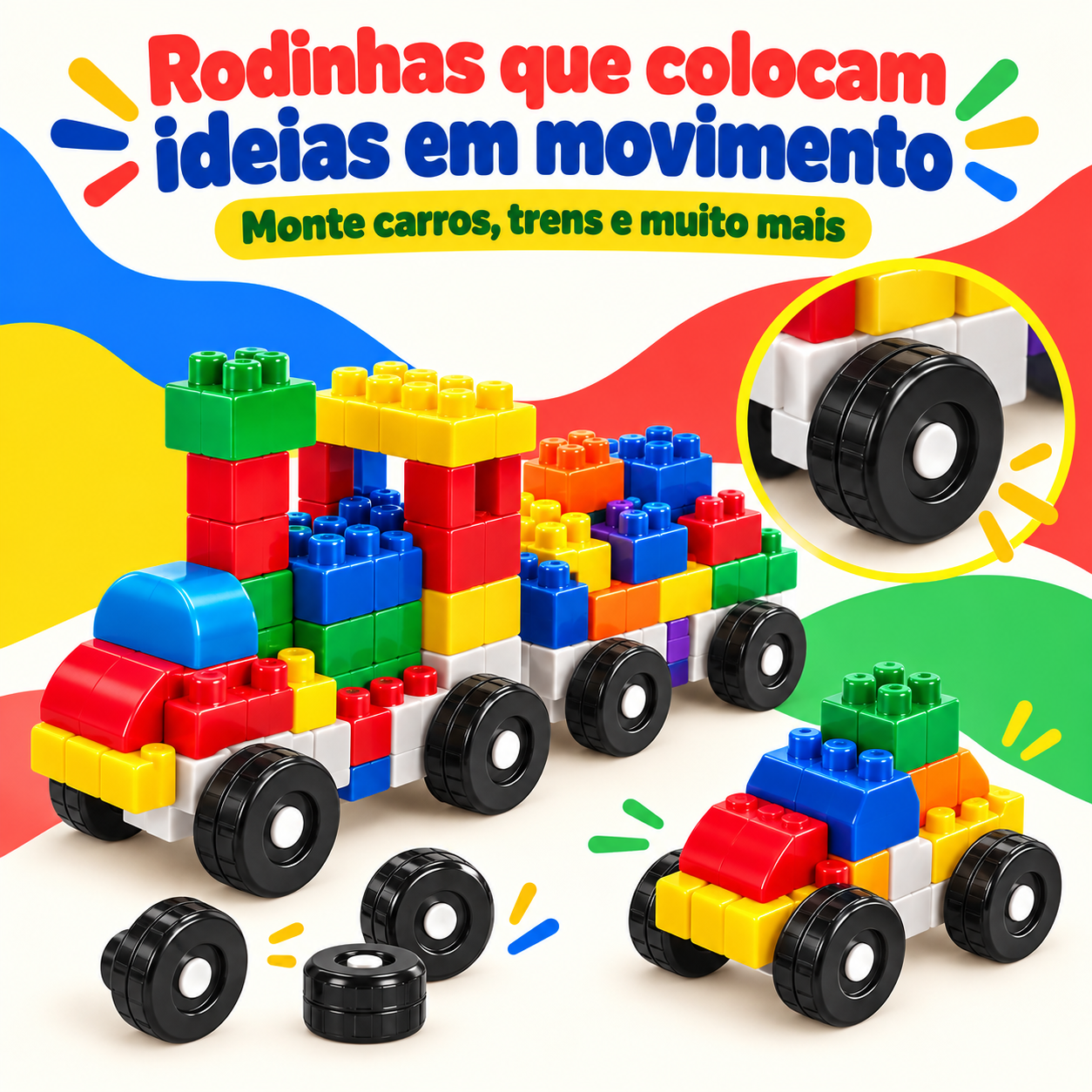 Veículos montados com peças de rodinha