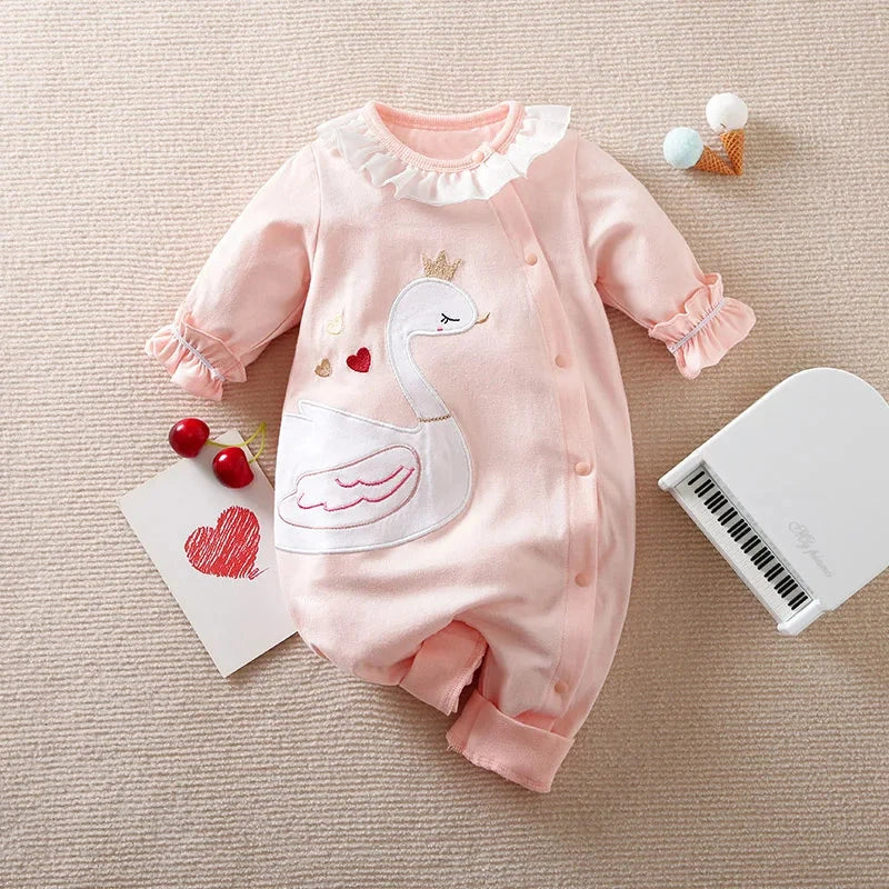 Bodysuit Bordado Cisne Branco Macacão Menina 02 Kabannas 0-3 Meses 