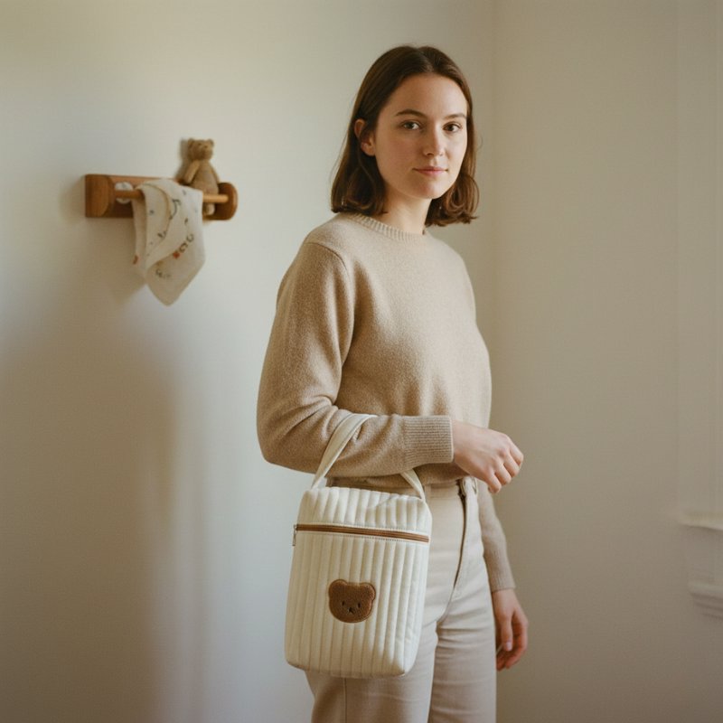 Bolsa Bege para Bebê com Estampa de Urso Bolsas de Fraldas 04 Kabannas 