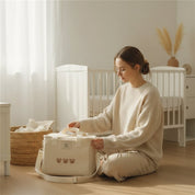 Bolsa Térmica Multifuncional para Mamães com Bordado de Ursinho Bolsa de Fraldas 02 Kabannas 