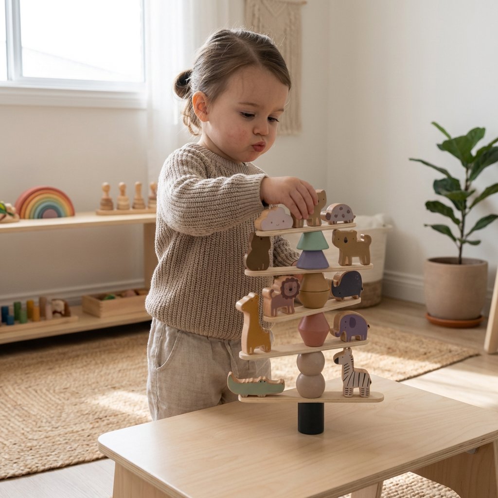 Brinquedo Montessori de Equilíbrio em Madeira Blocos Educativos Infantil Brinquedos de Madeira 11 Kabannas 