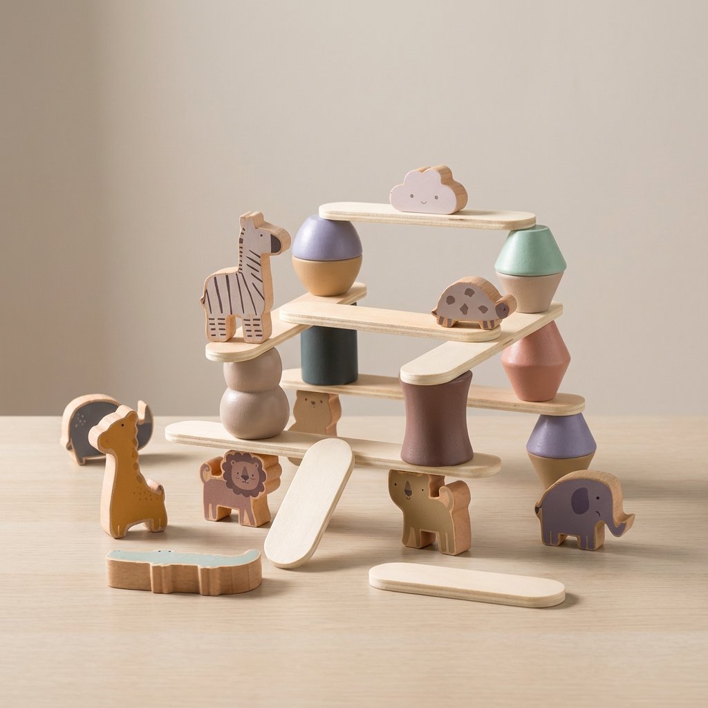 Brinquedo Montessori de Equilíbrio em Madeira Blocos Educativos Infantil Brinquedos de Madeira 11 Kabannas 