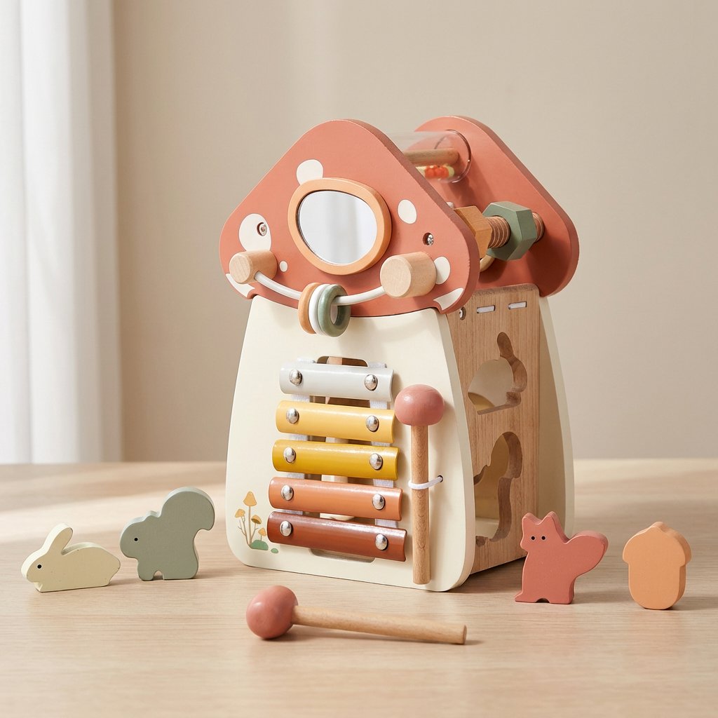 Brinquedo Montessori de Madeira 5 em 1 Cogumelo Educativo Infantil Brinquedos de Madeira 09 Kabannas 