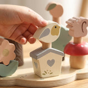 Brinquedo Montessori de Madeira Encaixe e Equilíbrio Jardim Educativo Brinquedos de Madeira 15 Kabannas 