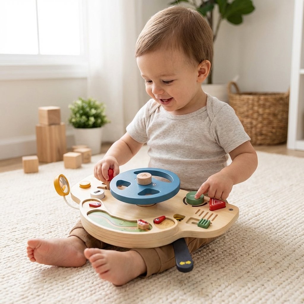 Brinquedo Montessori Volante de Madeira Busy Board Educativo Infantil Brinquedos de Madeira 17 Kabannas 