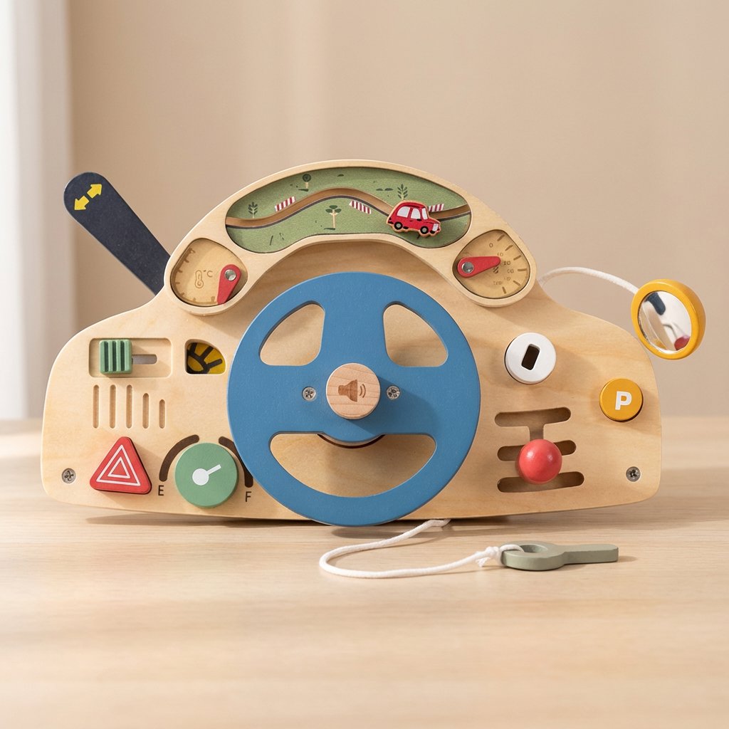 Brinquedo Montessori Volante de Madeira Busy Board Educativo Infantil Brinquedos de Madeira 17 Kabannas 