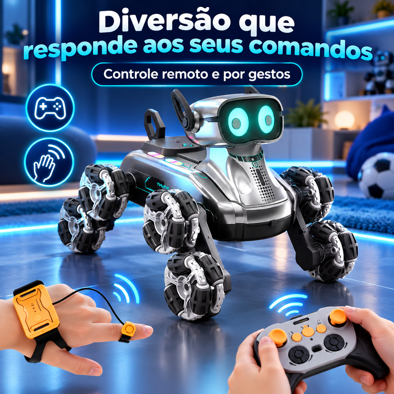 Cachorro robô infantil com controle remoto e por gestos