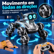 Cachorro robô com oito rodas Mecanum e movimento multidirecional