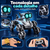 Cachorro robô com luzes controles e dimensões