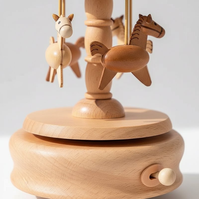 Caixa de Música Carrossel de Madeira Artesanal Caixa de Música 01 Kabannas 