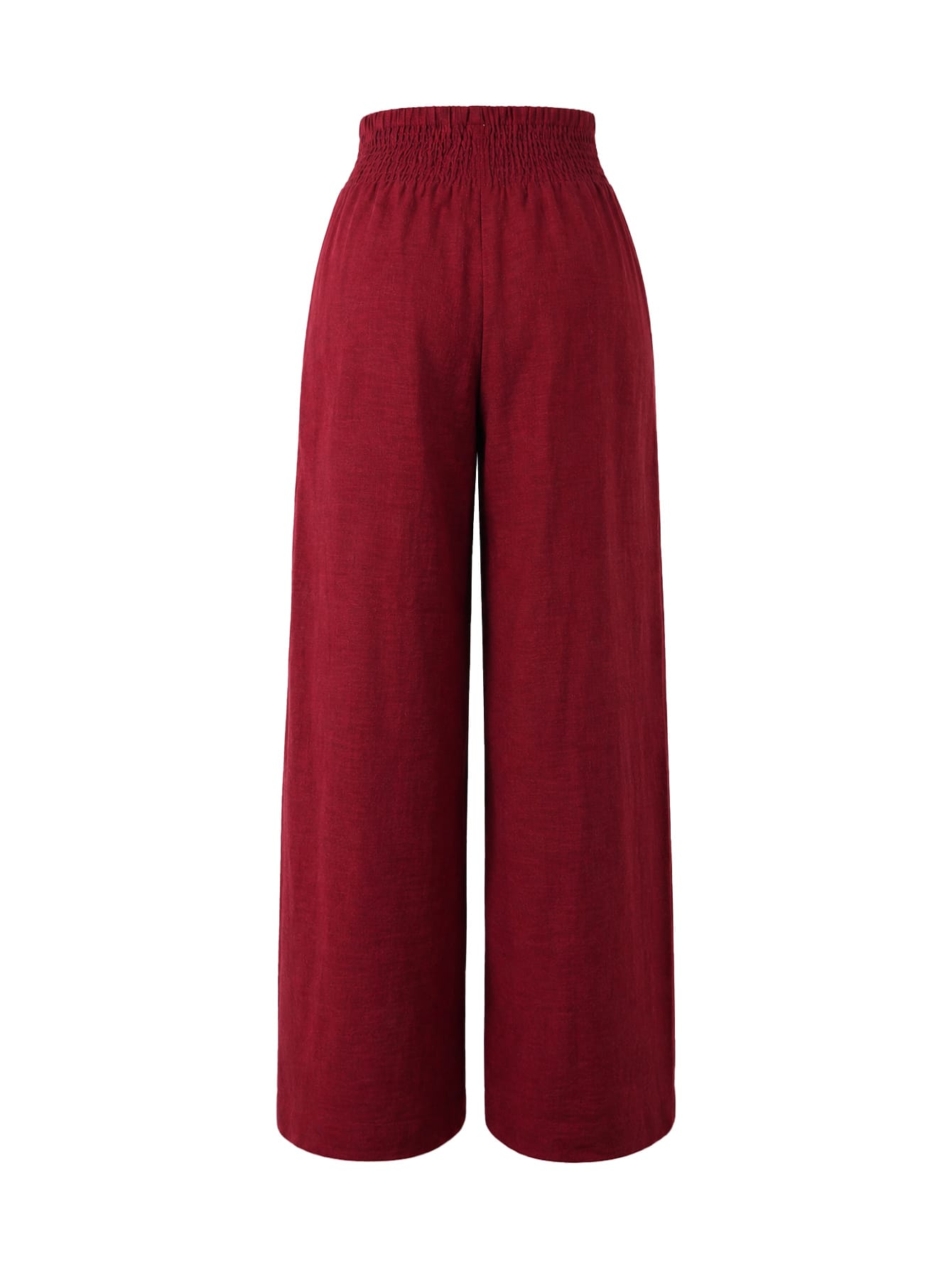 Calça Gestante Pantalona com Cós Franzido, Amarração e Bolsos - Vinho