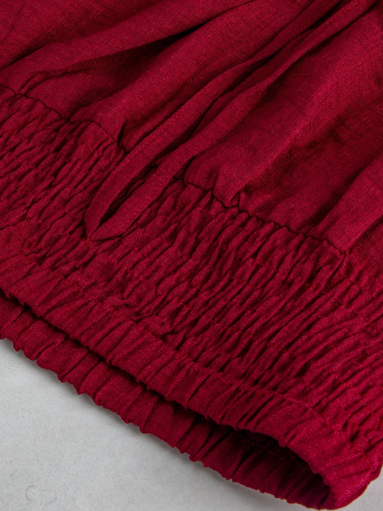 Calça Gestante Pantalona com Cós Franzido, Amarração e Bolsos - Vinho