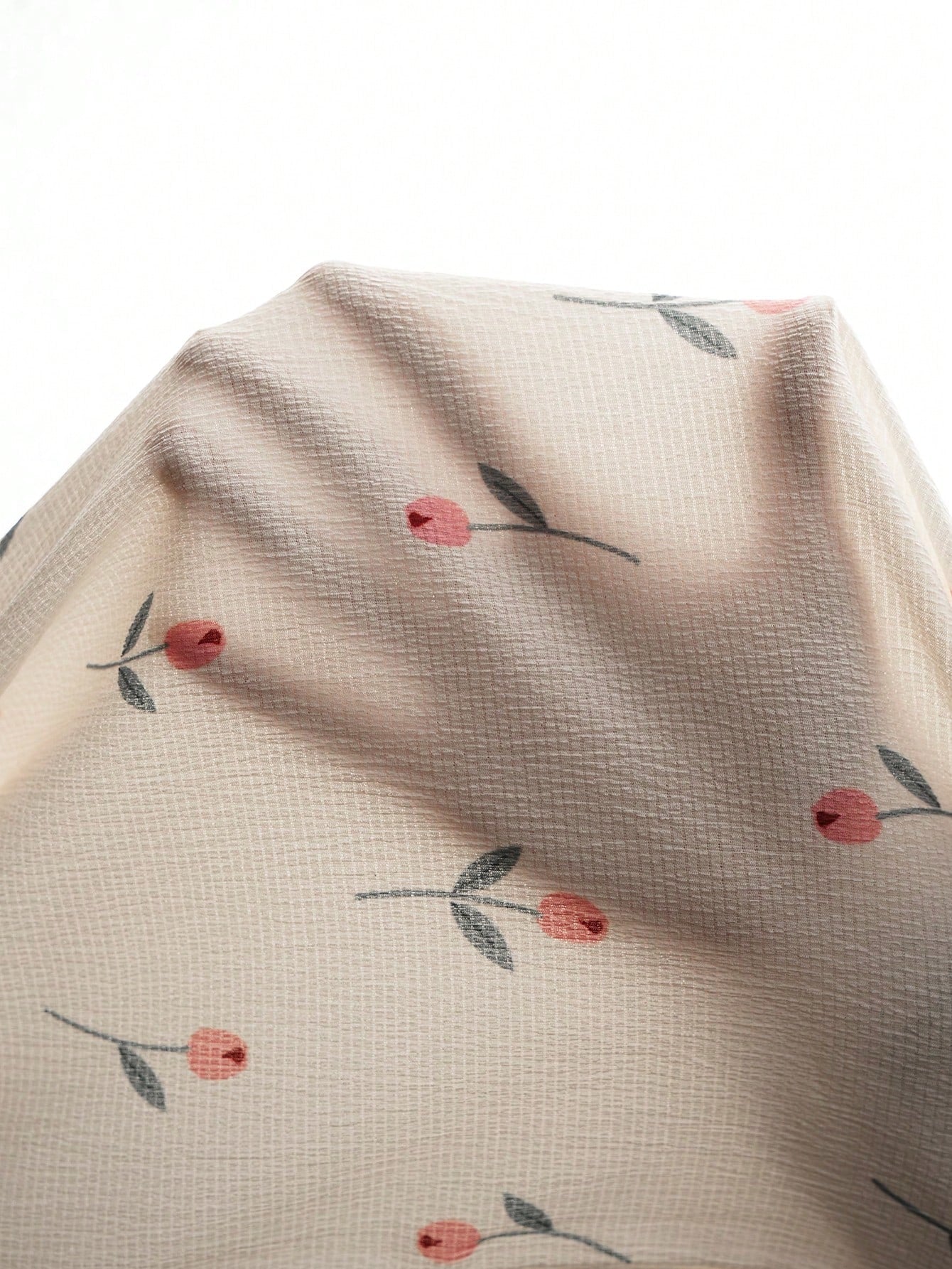 Calça Gestante Reta Floral em Malha Jacquard com Cós Ajustável - Bege