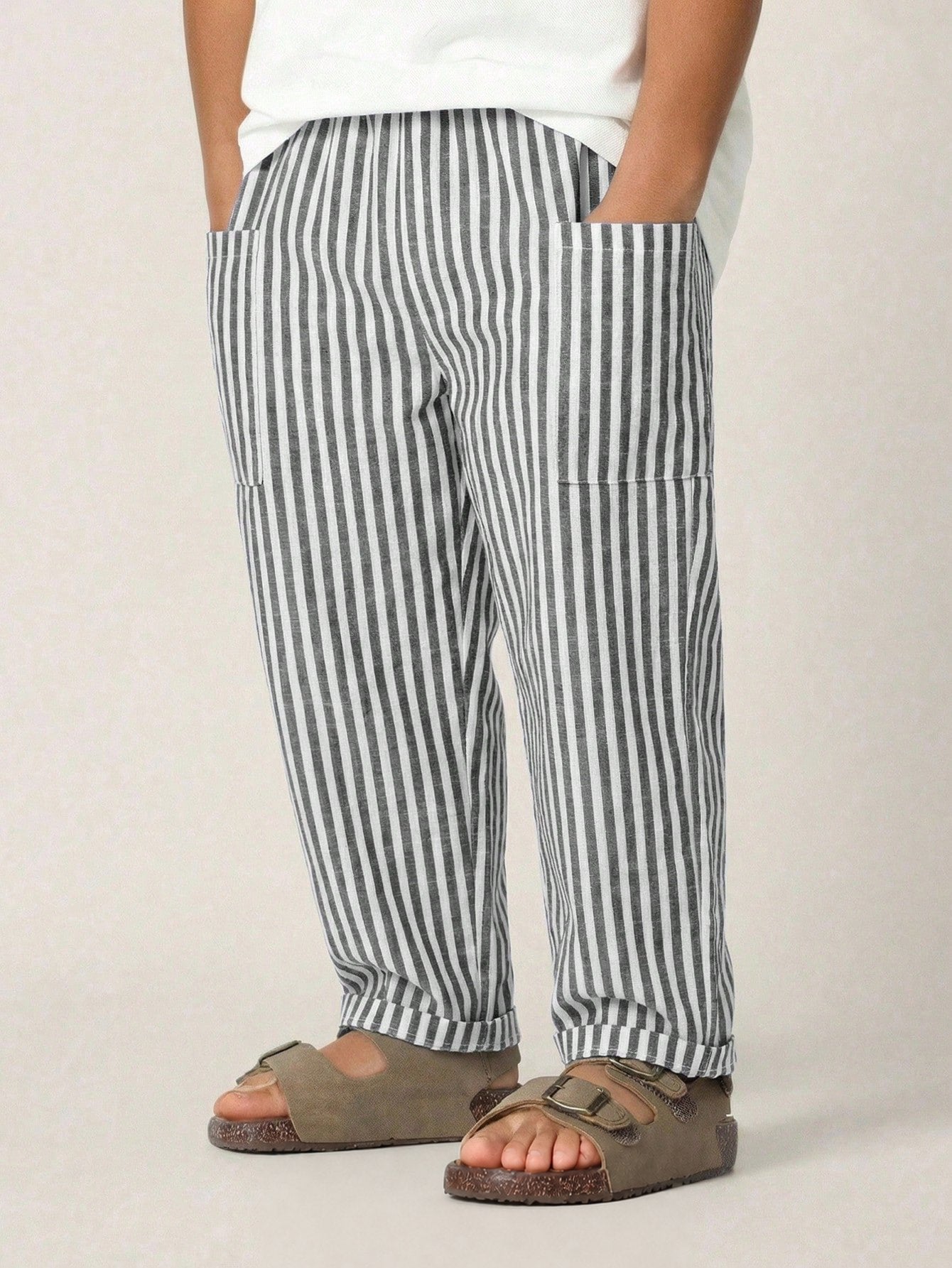 Calça Infantil Listrada Cintura Elástica 004 Calça Unissex 02 Kabannas Preto e branco 4 Anos 