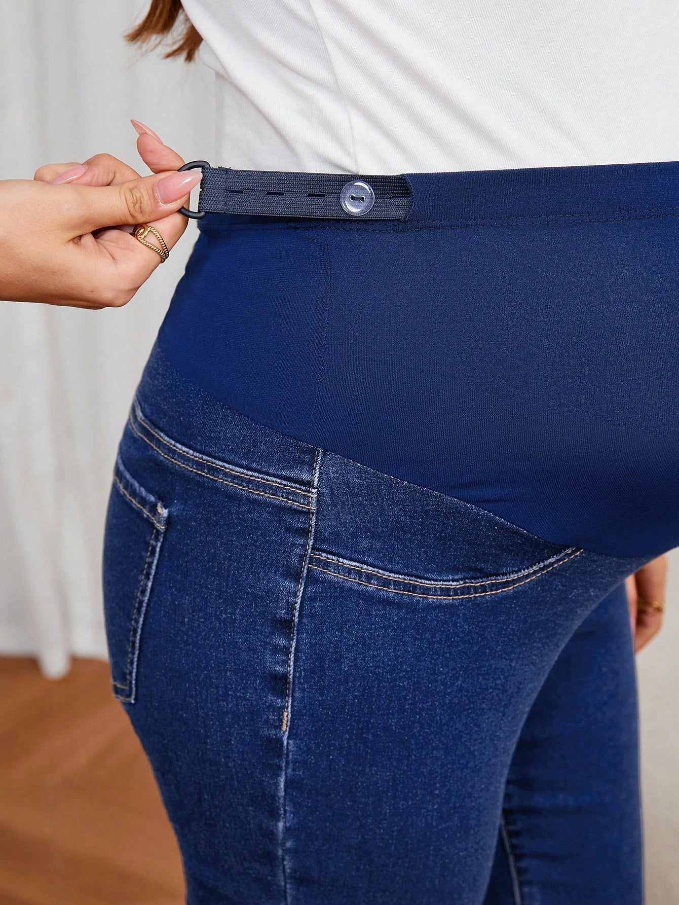 Calça Jeans Gestante Skinny Azul Escuro com Liocel e Modal - Azul escuro