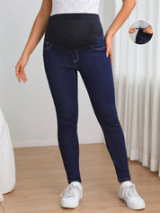 Calça Jeans Gestante Skinny Lavagem Escura com Faixa Alta Elástica - Azul escuro