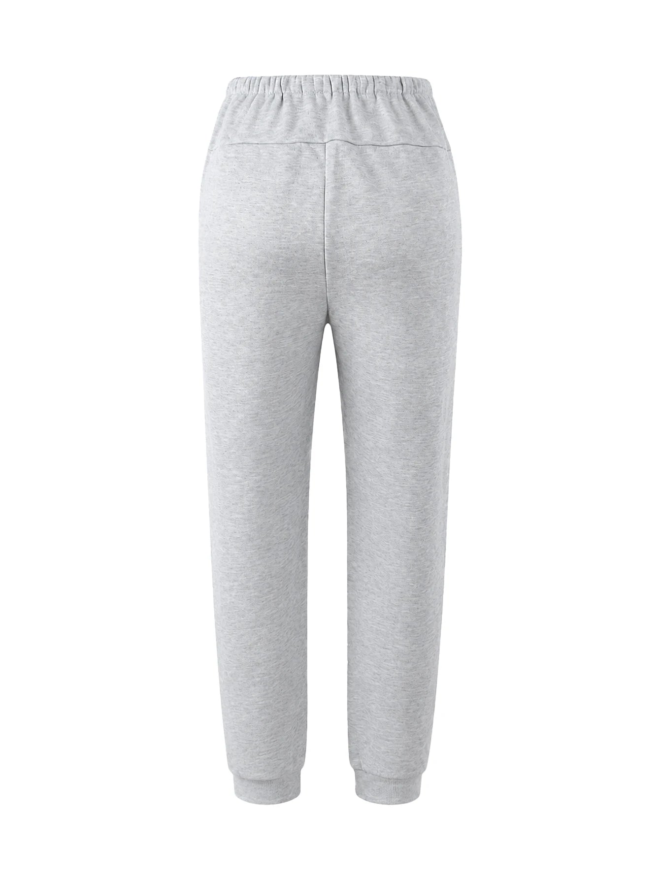 Calça Jogger Gestante de Moletom Cós Alto com Bolsos - Cinza
