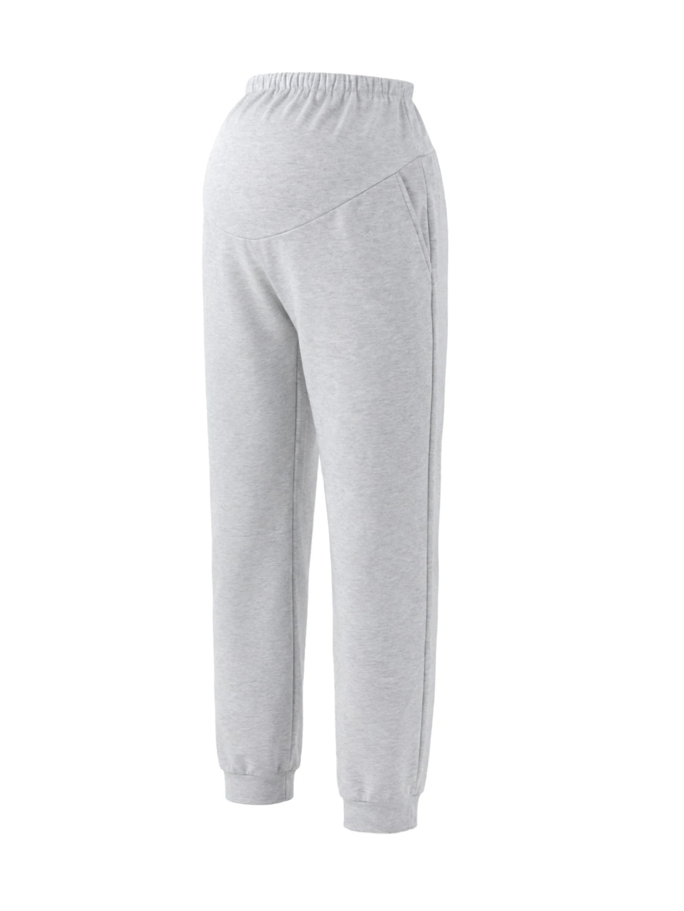 Calça Jogger Gestante de Moletom Cós Alto com Bolsos - Cinza
