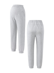 Calça Jogger Gestante de Moletom Cós Alto com Bolsos - Cinza