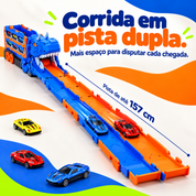 Pista dupla de corrida do caminhão dinossauro