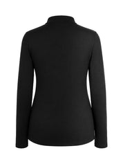 Camiseta Gestante Manga Longa Gola Alta com Torção Frontal - Preto