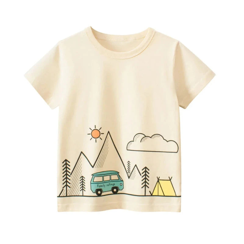 Camiseta Infantil Estampada de Algodão Camiseta Infantil 01 Kabannas Aventura família 1-2 Anos 